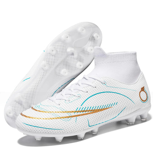 Football Cleats Men Women High Top Football Shoes Breathable Athletic Training Boots Soccer Cleats Shoes Lightweight Shock Resistant Professional Turf Shoes Sport Ground Football Soccer Cleats Unisex - Bruno Ben Athletic 